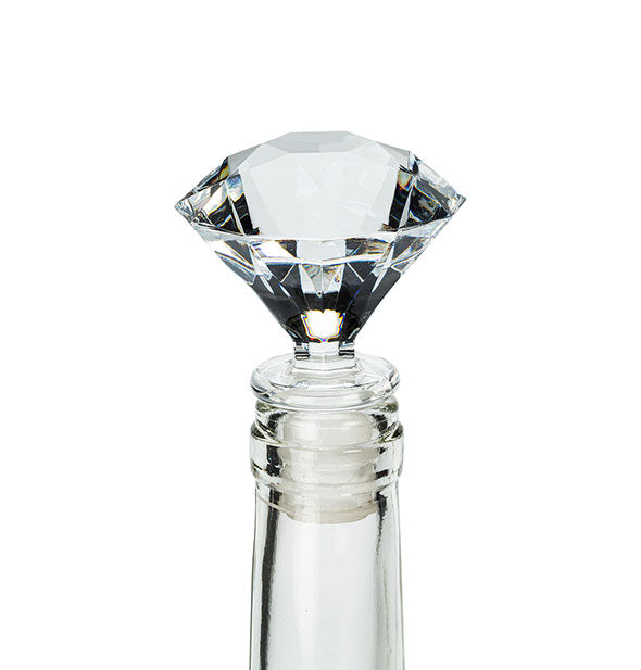 Clear crystal-shaped bottle stopper