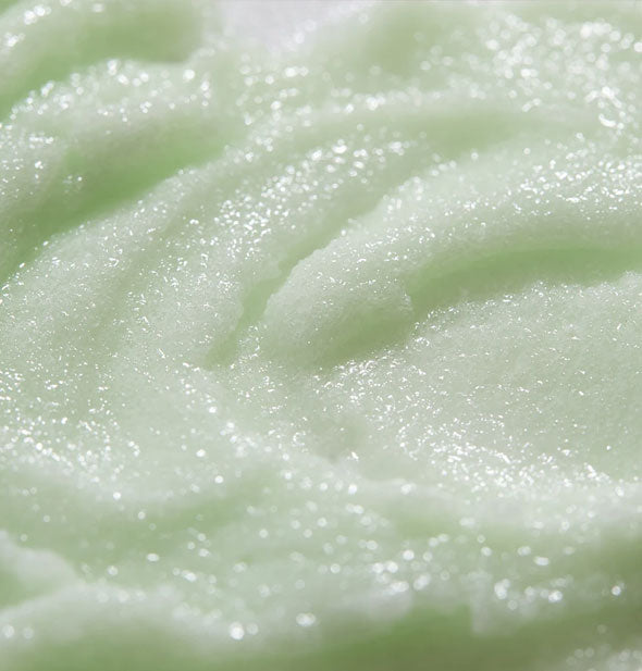 Closeup of sugar scrub tinted green