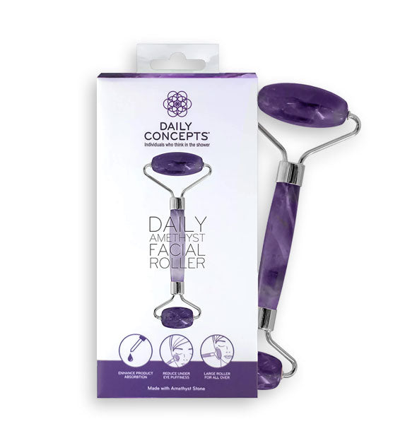 Daily Amethyst Facial Roller by Daily Concepts with box packaging