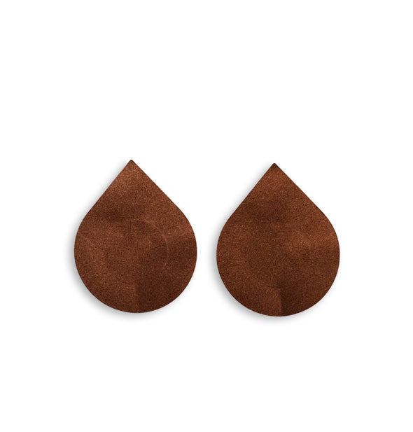 Pair of dark brown teardrop-shaped nipple covers