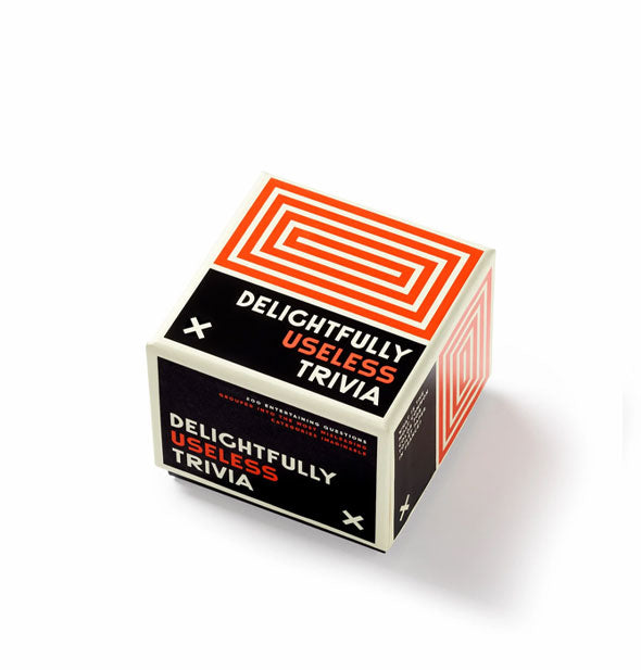 Red, black, and white Delightfully Useless Trivia game box