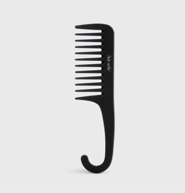 Black wide toothed comb by Kitsch with hooked handle end