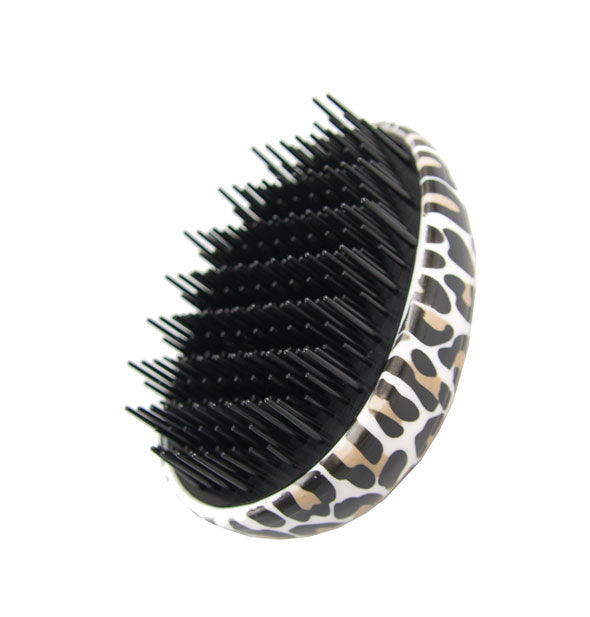 Handle-less gg-shaped leopard print hair brush with black bristles