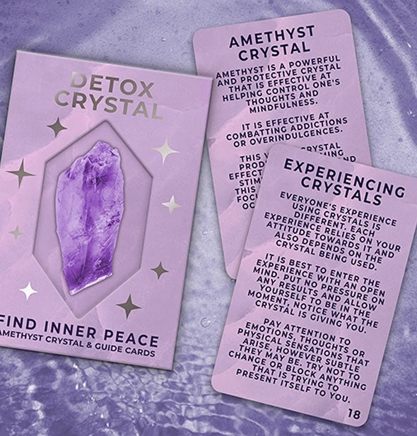Sample cards from the Detox Crystal kit for finding inner peace