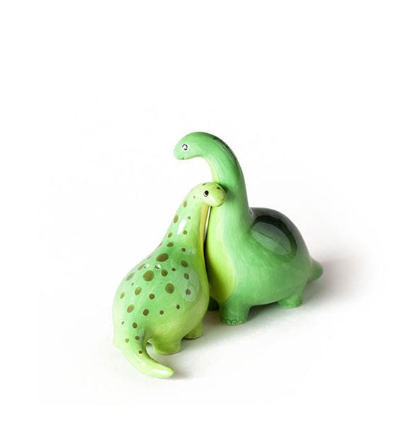 Green ceramic dinosaur salt and pepper shakers