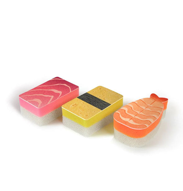 Three-quarter view of Washabi Kitchen Sponges shows the layers and thickness of each