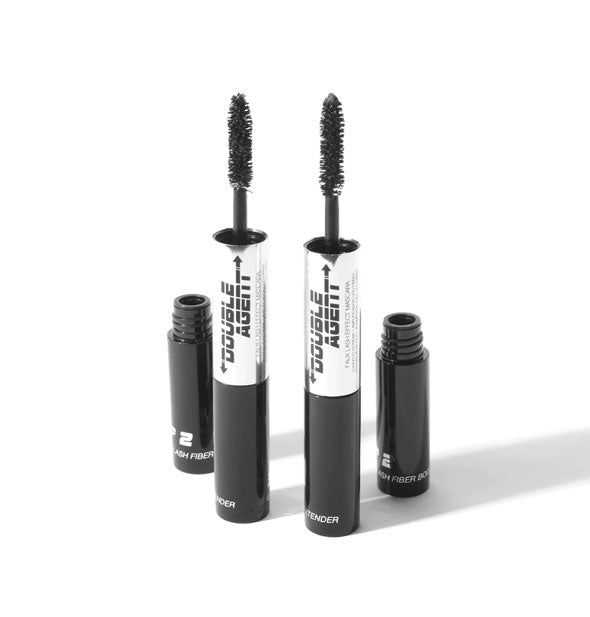 Two tubes of Double Agent mascara with applicator wands removed