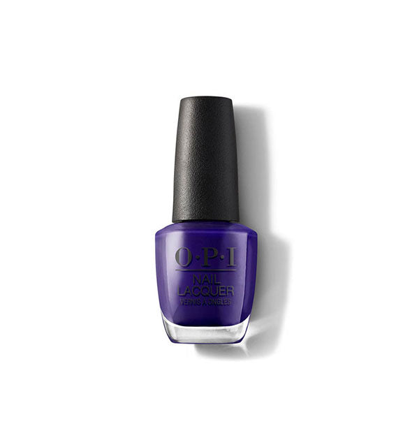 Bottle of OPI Nail Lacquer in a dark blue-purple shade