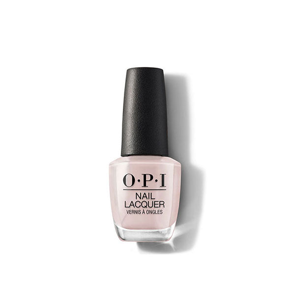 Bottle of OPI Nail Lacquer in a light gray-pink shade