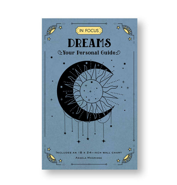 Dark blue cover of Dreams: Your Personal Guide from the In Focus series features black and yellow lettering and celestial design elements