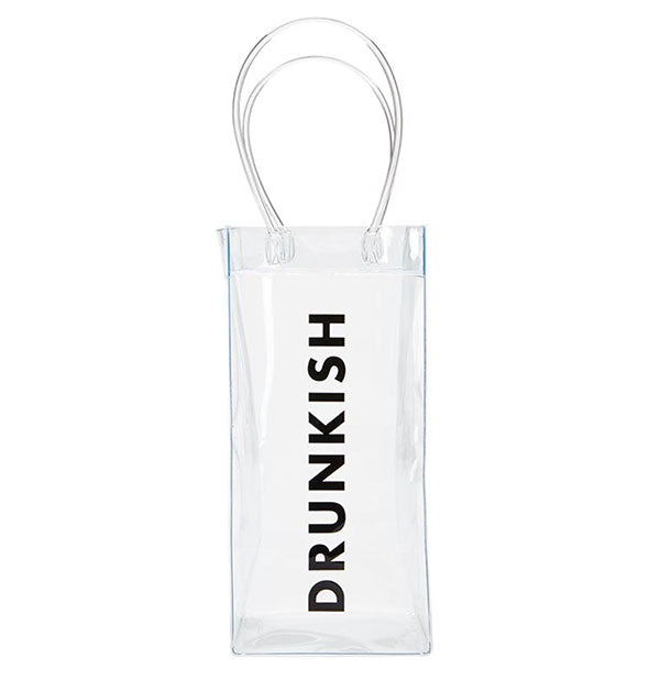 Clear plastic Drunkish bag with black lettering