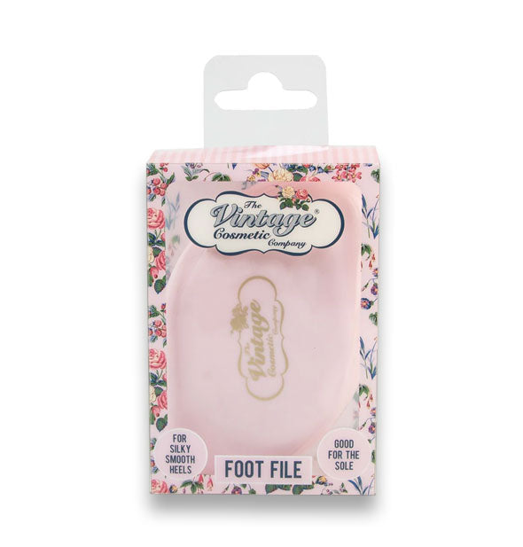 Foot File by The Vintage Cosmetic Company in pink floral packaging