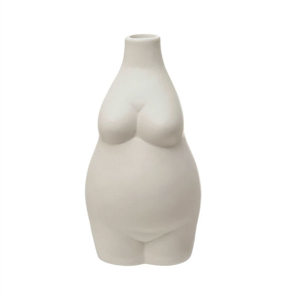 White stoneware body-shaped vase