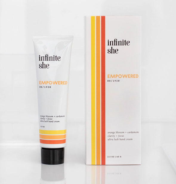 Bottle of Infinite She: Empowered hand cream with box