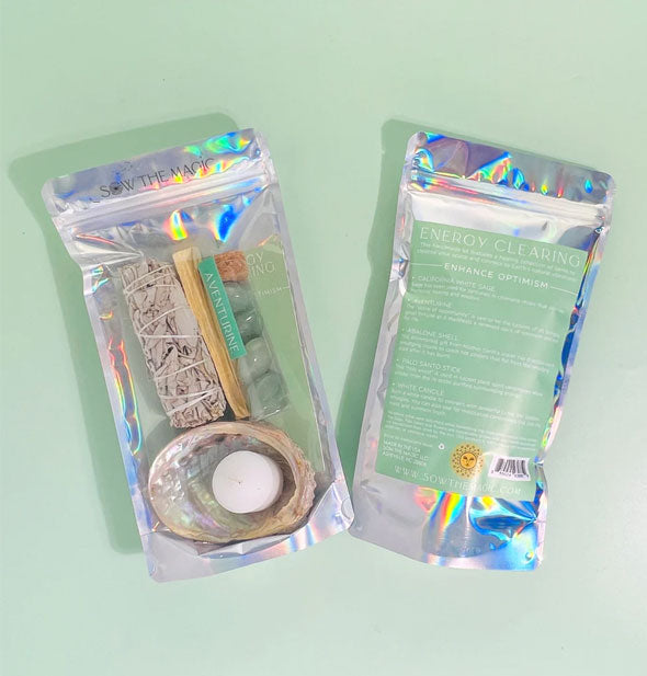 Front and back of the Energy Clearing Ritual Kit