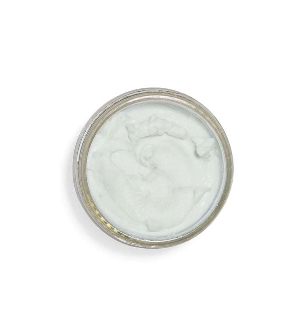 Top view of an opened pot of Enrich Mint Foot Rescue Mask
