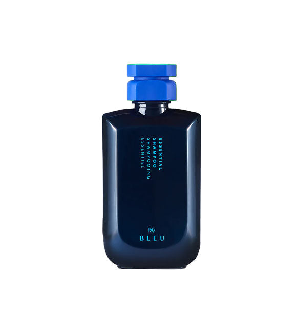 Two-tone blue bottle of R+Co Bleu Essential Shampoo