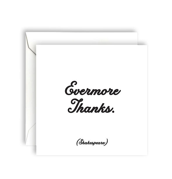 White greeting card with black lettering
