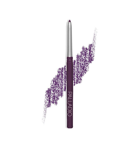 Retractable Palladio liner pencil with sample drawn behind in a purple shade