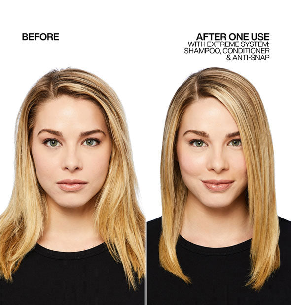 Before and after results of using Redken Extreme Conditioner