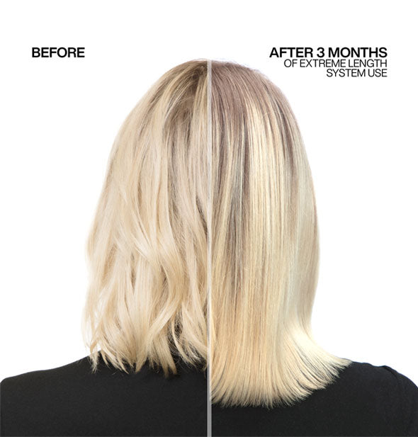 Before and after 3 months of Redken Extreme Length System use