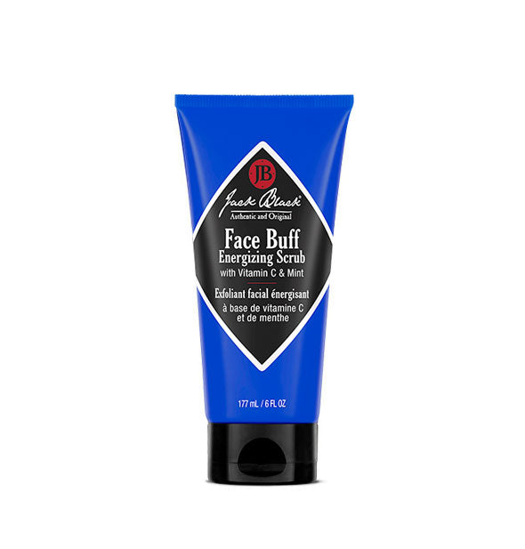 Blue and black 6 ounce bottle of Jack Black Face Buff Energizing Scrub with Vitamin C & Mint