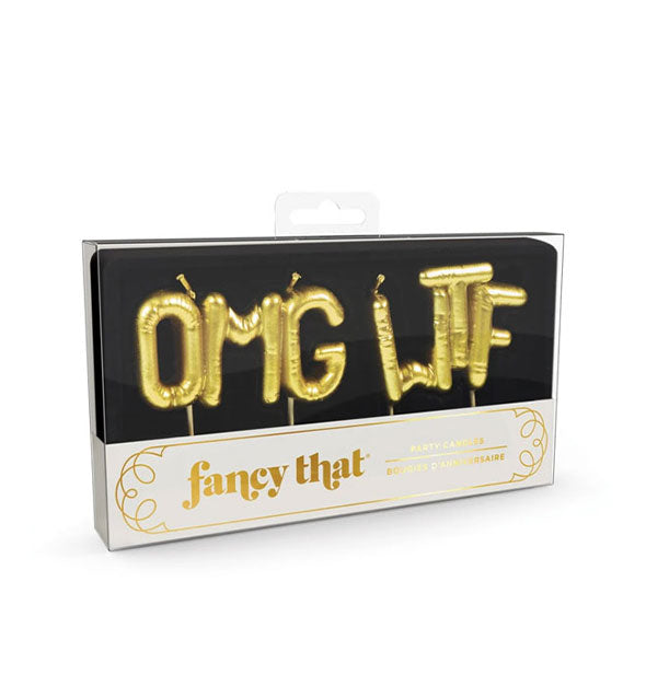 Fancy That "OMG WTF" birthday cake candles in packaging