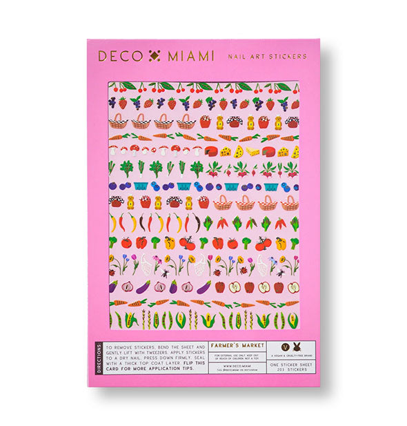 Pack of Deco Miami Nail Art Stickers with farmer's market-themed designs