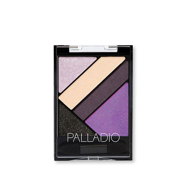 Palladio eyeshadow palette of five colors in predominantly purple shades