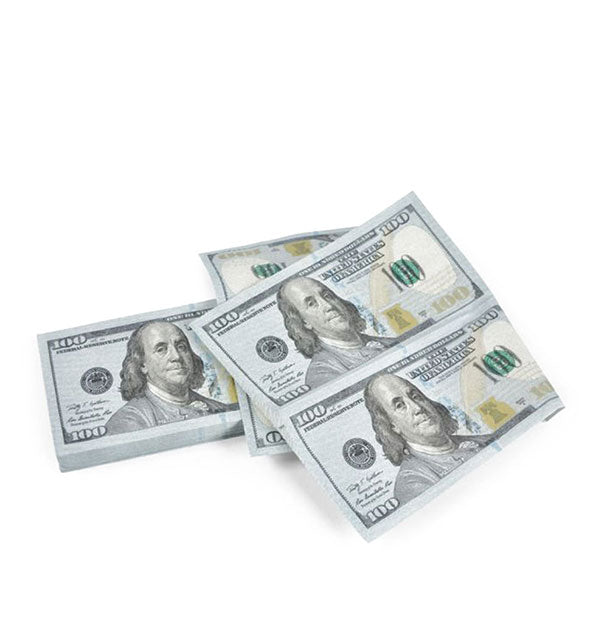 Stack of 100 dollar bill cocktail napkins