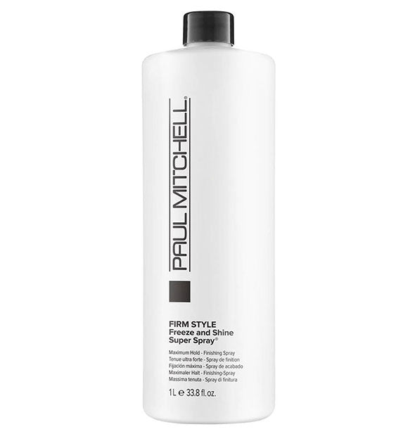 33.8 ounce bottle of Paul Mitchell Firm Style Freeze and Shine Super Spray