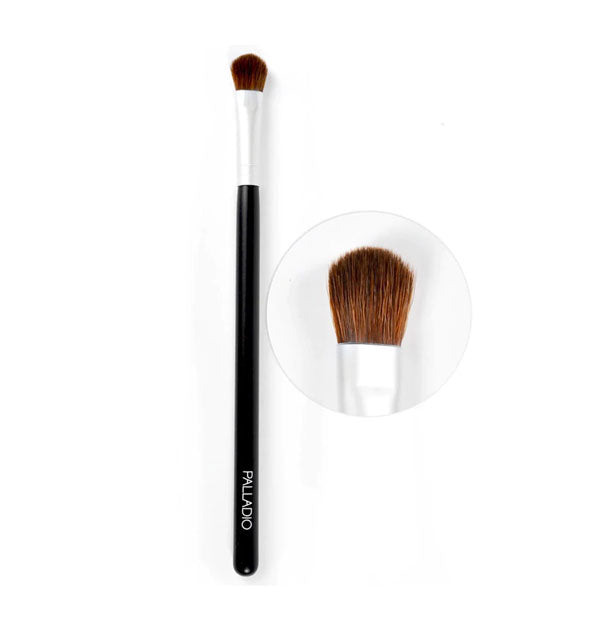 Palladio makeup brush with short, small bristle head detail at right