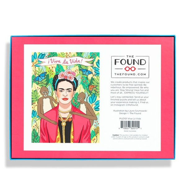 Back of the Frida Kahlo jigsaw puzzle box