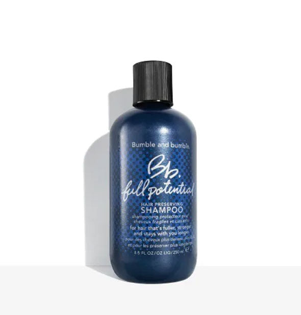 Blue 8.5 ounce bottle of Bumble and bumble Full Potential Shampoo