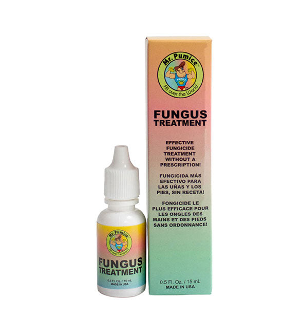 Dropper bottle of Mr. Pumice Fungus Treatment with box