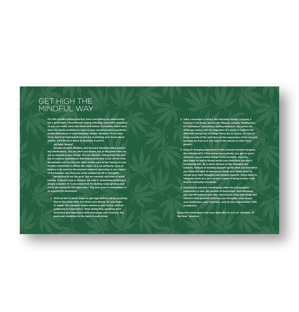 Page spread from Ganja Yoga features a section titled, "Get High the Mindful Way"