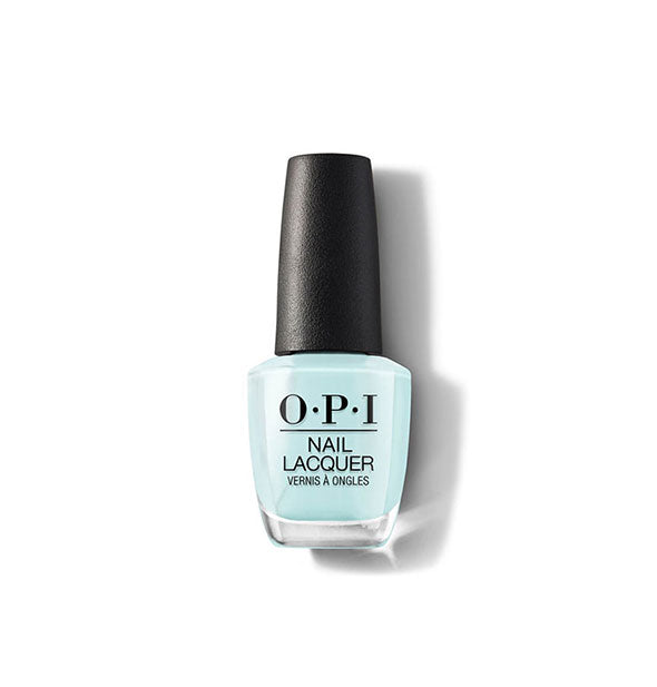Bottle of OPI Nail Lacquer in a robin's egg blue shade