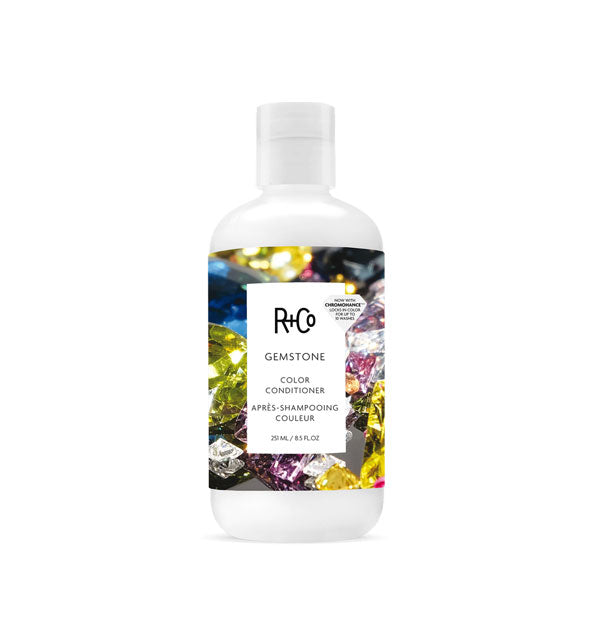 8.5 ounce bottle of R+Co Gemstone Color Conditioner