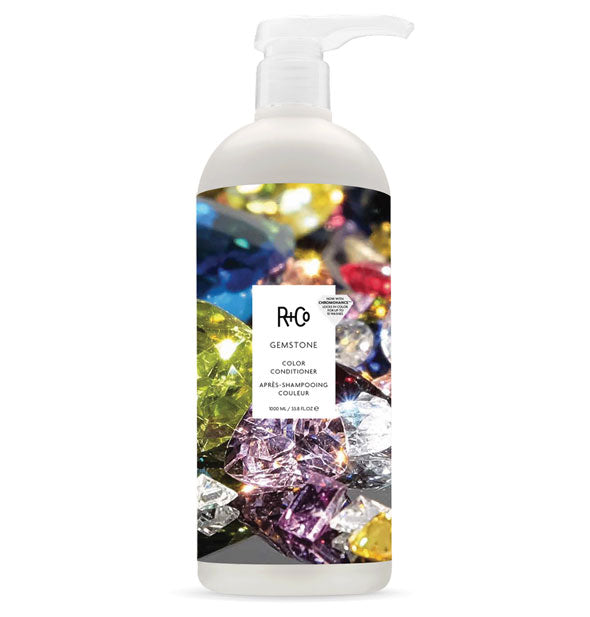 33.8 ounce bottle of R+Co Gemstone Color Conditioner