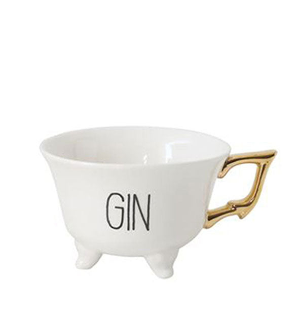 Gin footed teacup with gold handle