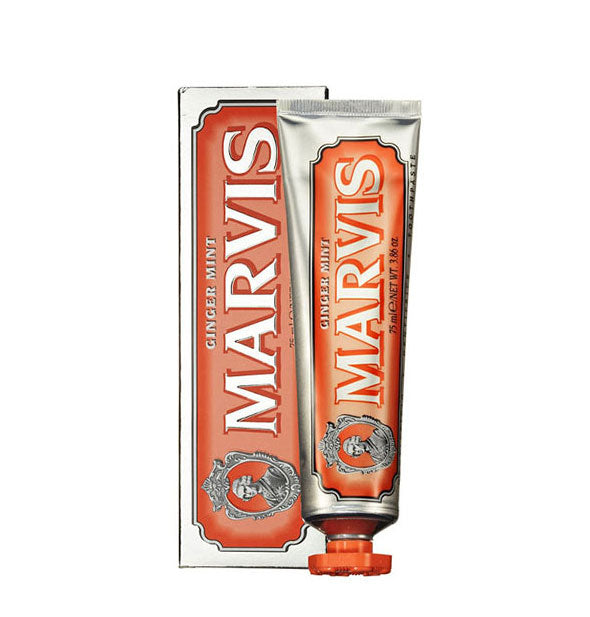 3.86 tube of Marvis Ginger Mint toothpaste with box packaging