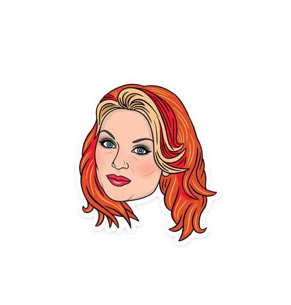 Illustrated sticker with image of Spice Girls' Ginger Spice