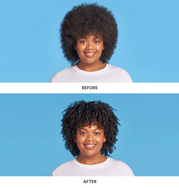 Model before and after using Verb's Glossy system
