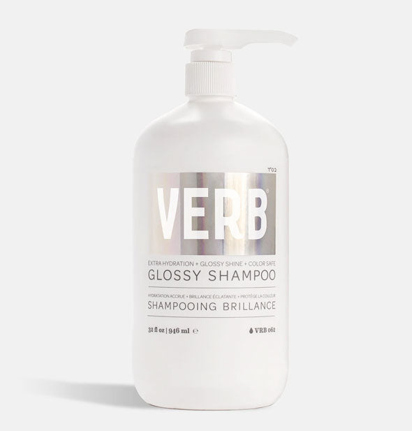 32 ounce bottle of Verb Glossy Shampoo with pump nozzle