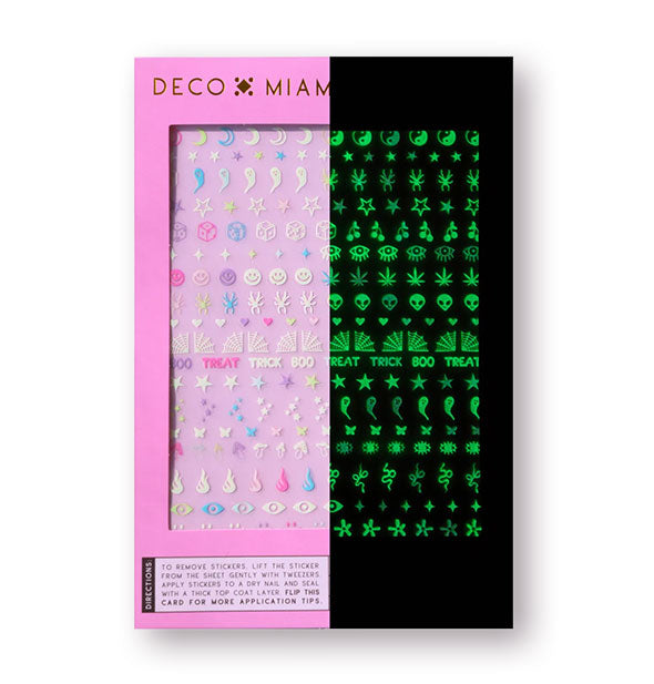 Pack of Deco Miami Nail Art Stickers with glow-in-the-dark designs
