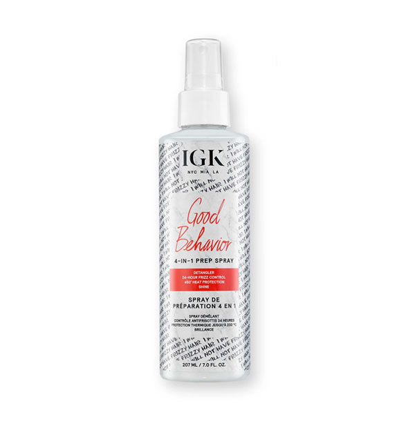 7 ounce bottle of IGK Good Behavior 4-In-1 Prep Spray