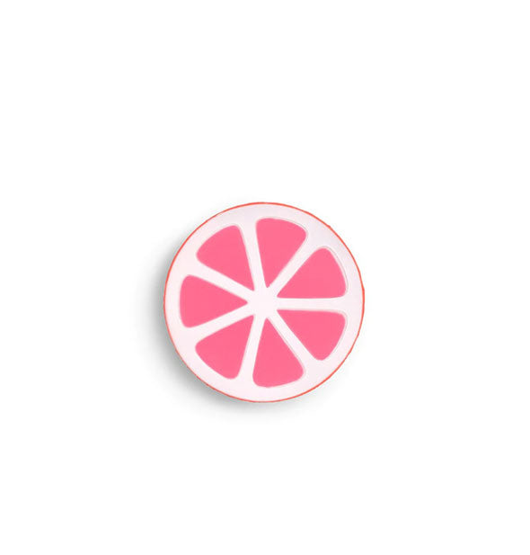 Round foam toy that looks like a slice of pink grapefruit