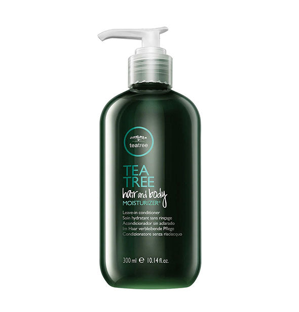 Green 10.14 bottle of Paul Mitchell Tea Tree Hair and Body Moisturizer with pump nozzle