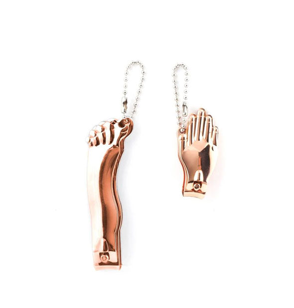 Copper hand- and foot-shaped nail clippers