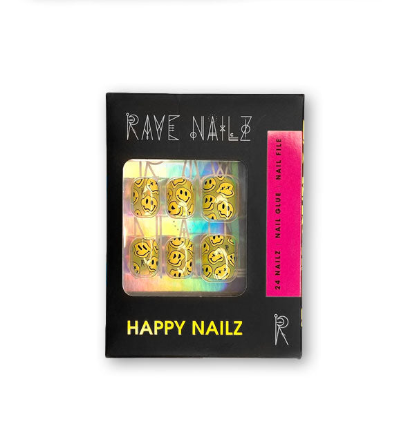 Pack of Rave Nailz Happy Nailz with all-over smiley face design
